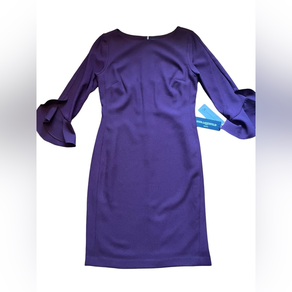 Karl Lagerfeld Tulip Sleeve Purple Dress